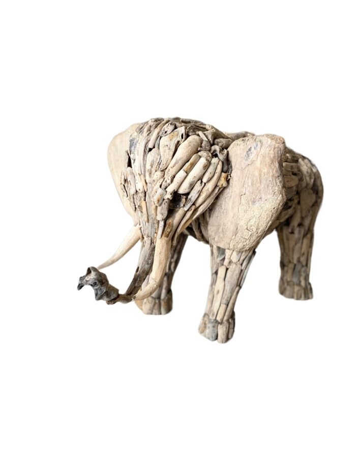 The Size for the Elephant 100 x 55 x 55 cm | Shipping Weight : 40 Kg. We offer handcrafted driftwood creations from Bali including designs of animals, vehicles and wall mirrors made from reclaimed driftwood found on Bali's beaches by skilled artisans. Each piece is unique and adds a touch of natural beauty to any home or office. Established in 2007, we have shipped thousands of products worldwide and each purchase supports the artisans livelihood. Driftwood decorates the place and creates stunning looks for those who prefer exotic looks indoors or outdoors.