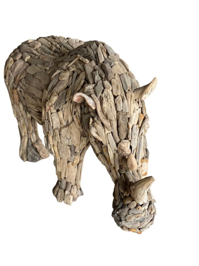 Rhino Drift Wood Home Decoration