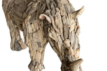 Rhino Drift Wood Home Decoration