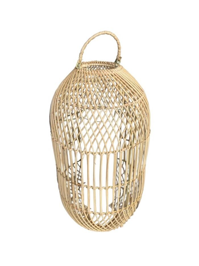 H:50 cm W:10 cm Handmade rattan lamp shade from Indonesia. Wicker lamps with rustic and natural pendant hanging lamps. Natural rattan chandelier using handwoven natural cane lamps from Bali Indonesia