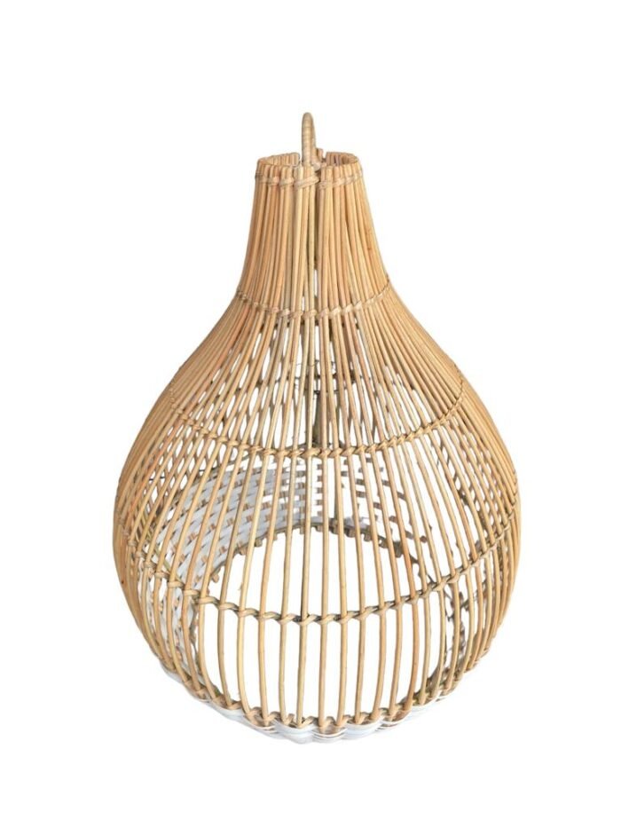 H:30 cm W:12 cm (Mix White Syntethic Rattan) Add a touch of tropical elegance to your home with our collection of handcrafted rattan lamp shades, made by skilled artisans in Bali. Our collection includes a variety of designs, from classic to modern and customizable options are also available. These lamp shades are not only functional but also a decorative piece that can add character and style to any room in your home. Invest in quality and artistry with our collection of rattan lamp shades.