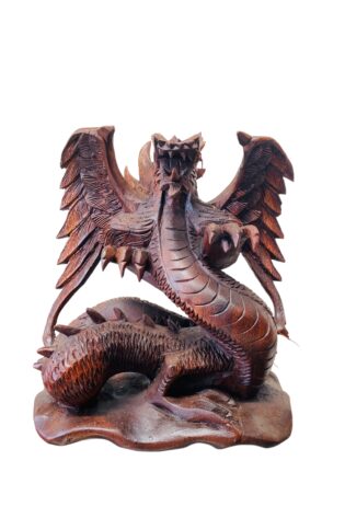 Medium Open Wings Dragon Short Balinese Wooden Statue