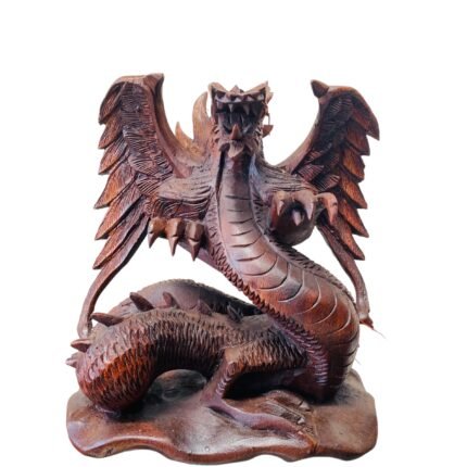 Medium Open Wings Dragon Short Balinese Wooden Statue