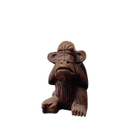 Small Scared Chimpanzee Wooden Statue