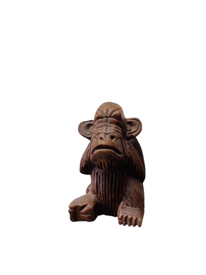 Small Scared Chimpanzee Wooden Statue