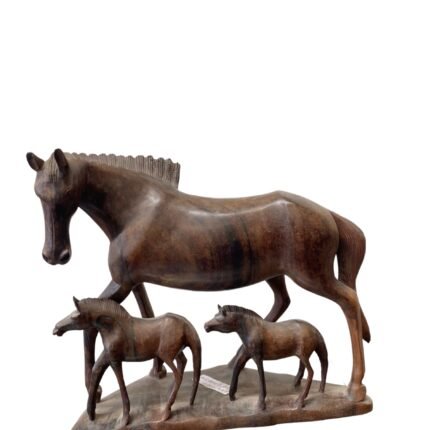 Love Of Mother Horse Ebony Balinesse Wooden Statue