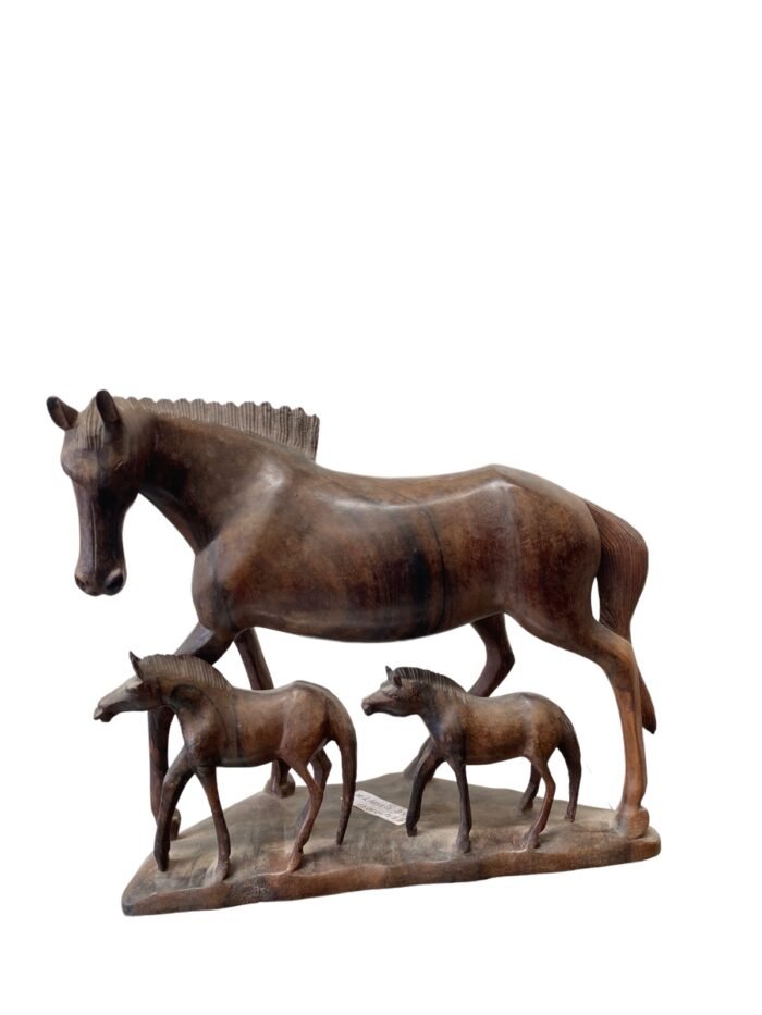 Love Of Mother Horse Ebony Balinesse Wooden Statue