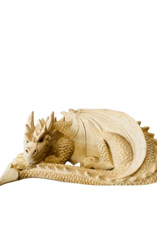 Single Sleepy Dragon Balinesse Wooden Statue