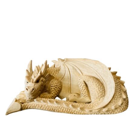 Single Sleepy Dragon Balinesse Wooden Statue