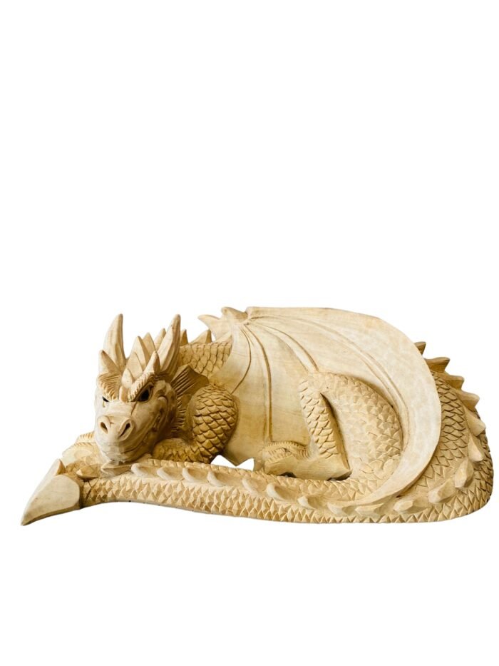 Single Sleepy Dragon Balinesse Wooden Statue