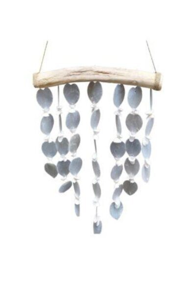 Hanging glass and shell decoration
