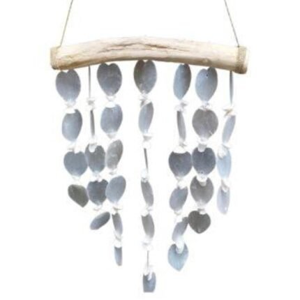 Hanging glass and shell decoration