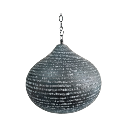 Kap Bulat Cacah Black And White Bali Copper Lampshade