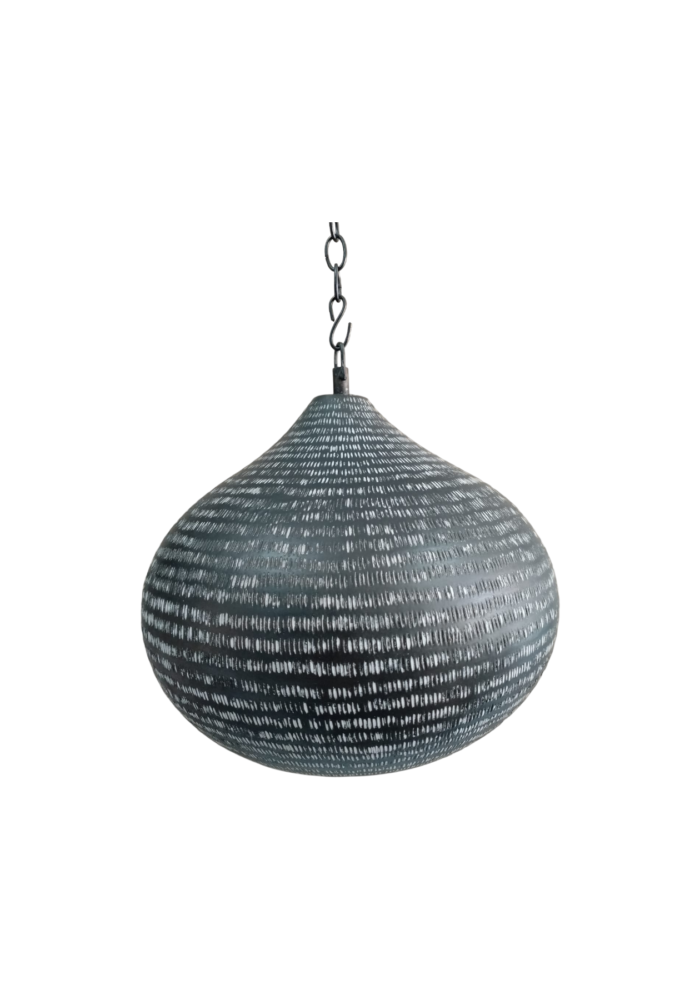 Kap Bulat Cacah Black And White Bali Copper Lampshade