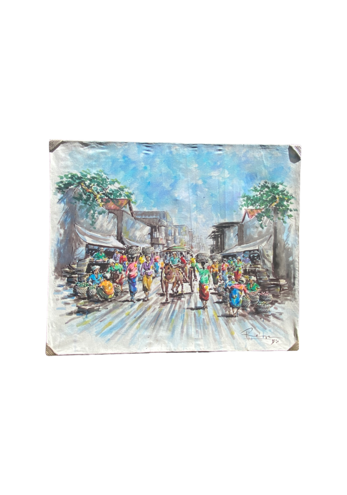 Traditional Market Bali Art Painting