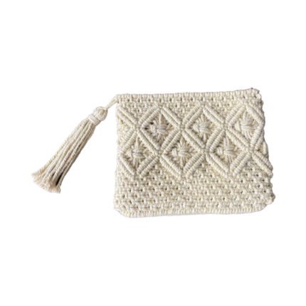 Bali White Clutch Macrame