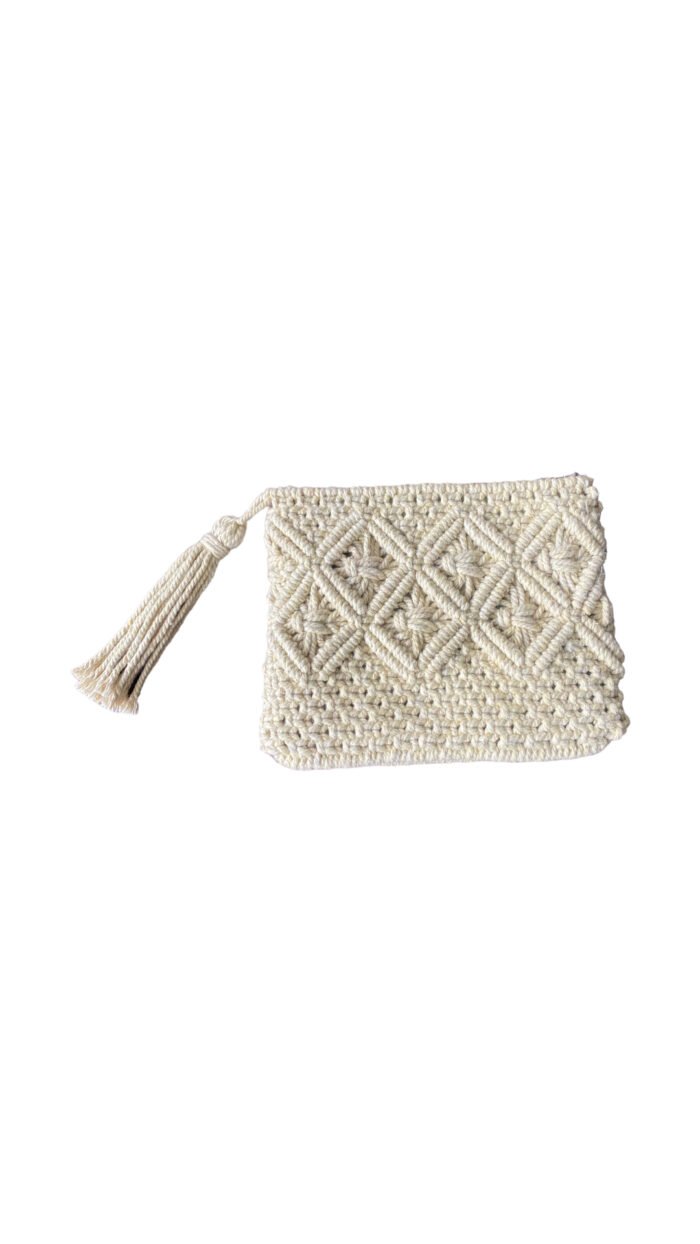 Bali White Clutch Macrame