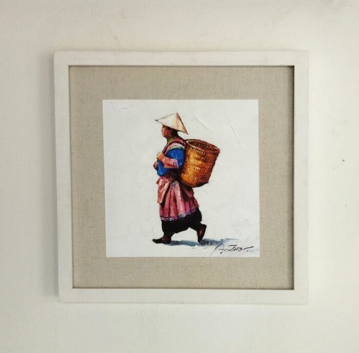 Harvesting Memories - A Bali Palette Painting of an Elderly Woman's Daily Life"