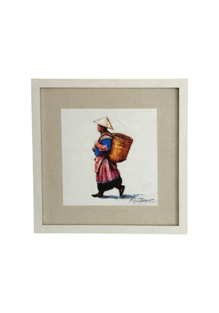 Harvesting Memories - A Bali Palette Painting of an Elderly Woman's Daily Life"