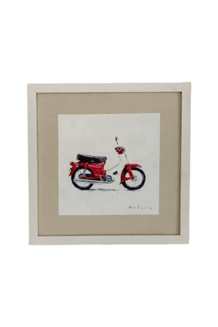 Retro Ride - A Bali Palette Painting of a Classic Motorbike"