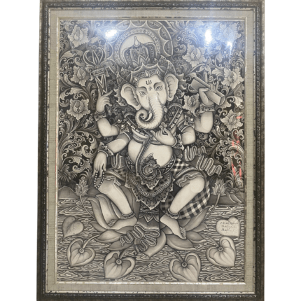 Lord of Beginnings: A Stunning Representation of Ganesha in Traditional Bali Painting"