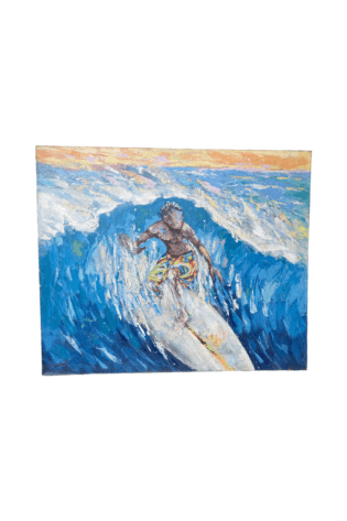 sland Dreams: A Dynamic and Energetic Surfing Painting Inspired by Bali