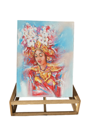 Divine Grace: A Radiant Painting of a Balinese Lady in Traditional Attire