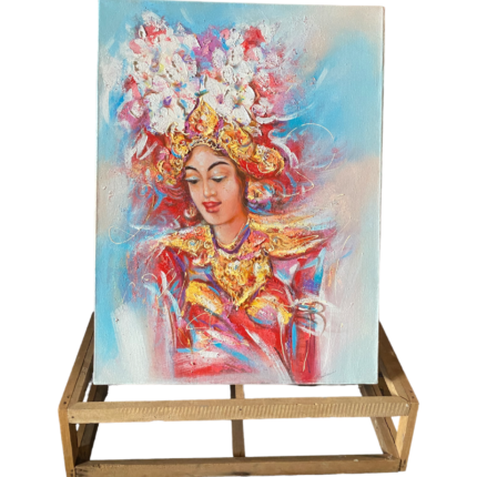 Divine Grace: A Radiant Painting of a Balinese Lady in Traditional Attire