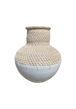 Rustic Woven Rattan Mix Wood Vase