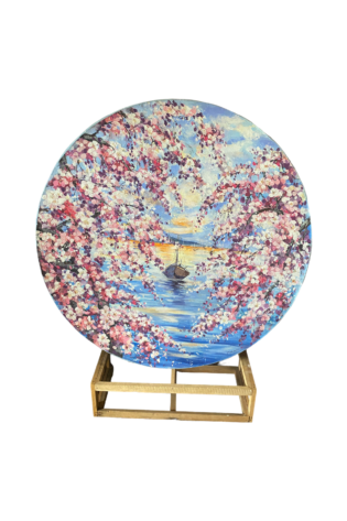 Circle of Life: A Serene Painting of Sakura Blossoms in Full Bloom