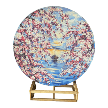 Circle of Life: A Serene Painting of Sakura Blossoms in Full Bloom