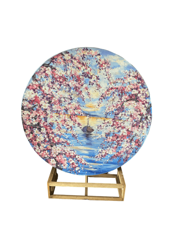 Circle of Life: A Serene Painting of Sakura Blossoms in Full Bloom