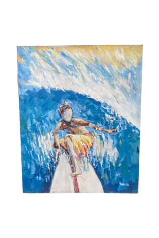 Wave Hunter: A Dramatic and Intense Painting of Surfing in Bali's Waters
