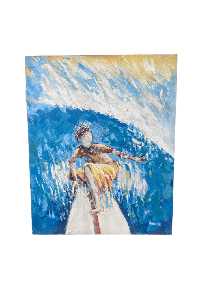 Wave Hunter: A Dramatic and Intense Painting of Surfing in Bali's Waters