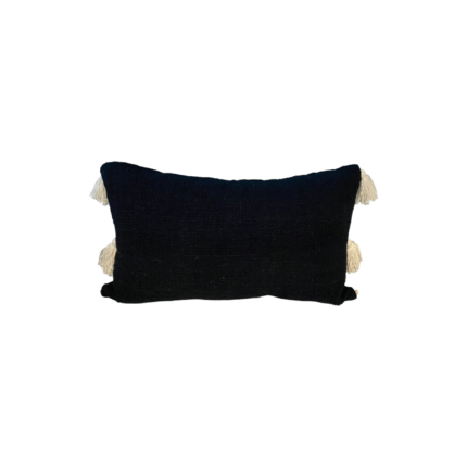 Plain Black With Tassel Bali Pillow Cover