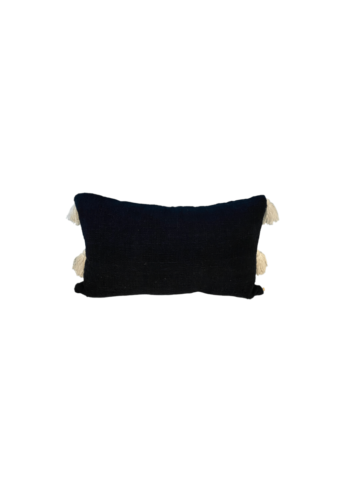 Plain Black With Tassel Bali Pillow Cover