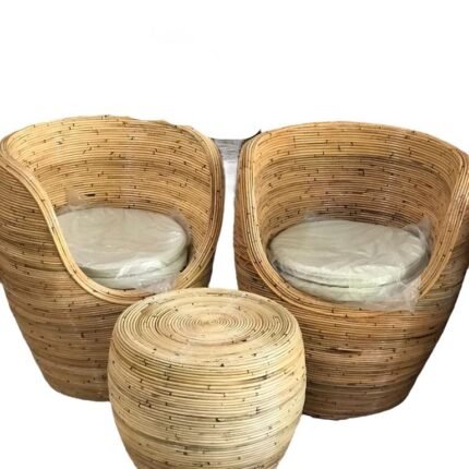 U Shape Rattan set With 2 Chairs And One Table