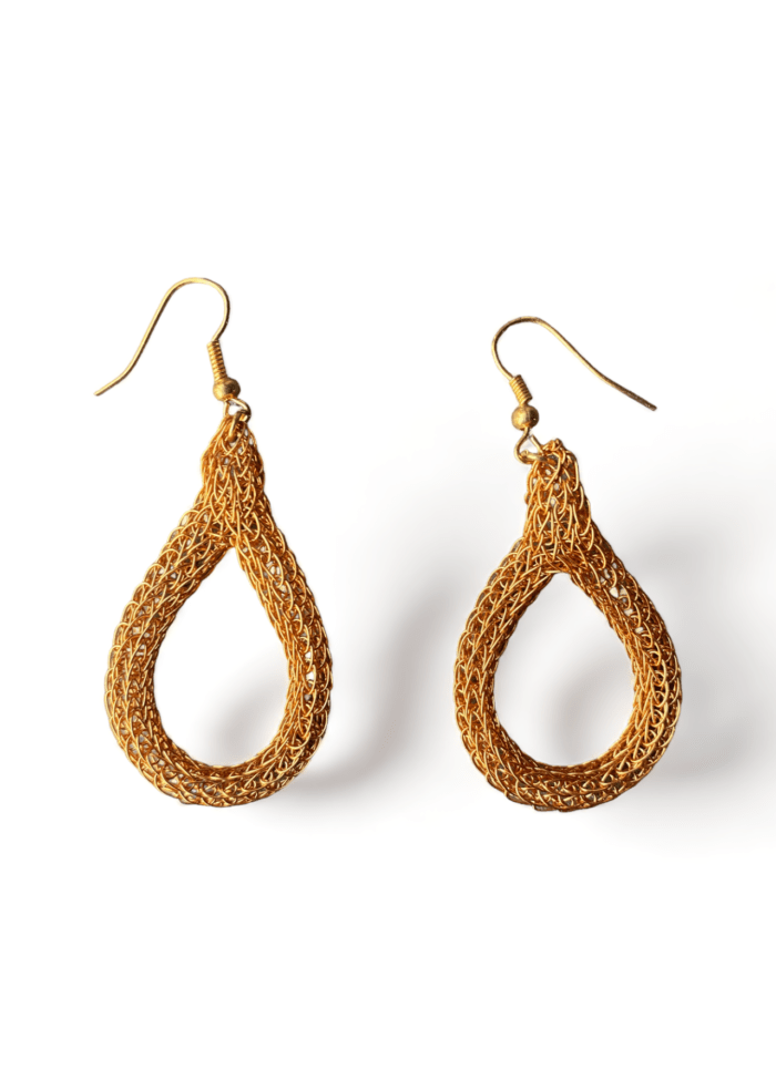 Oval Mustard Bali Wire Earring