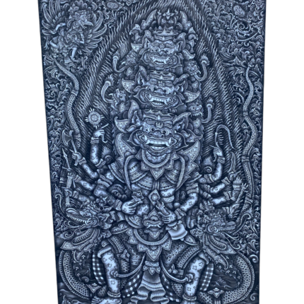 Triple Barong Bali Art Painting With Chinese Ink Technique