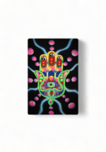 Hamsa Hand-Painted UV-Reactive Neon Tapestry