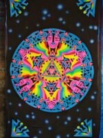 Mandala Bali Hand-Painted UV-Reactive Neon Tapestry