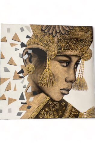 Recycle Paper Painting Balinese Lady Gold
