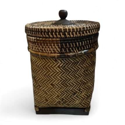 Traditional Rattan Basket Finishing Black