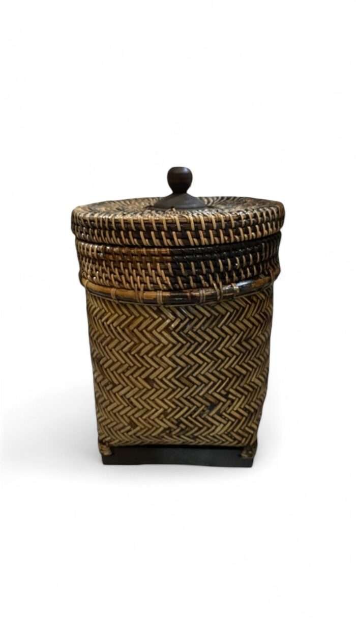 Traditional Rattan Basket Finishing Black