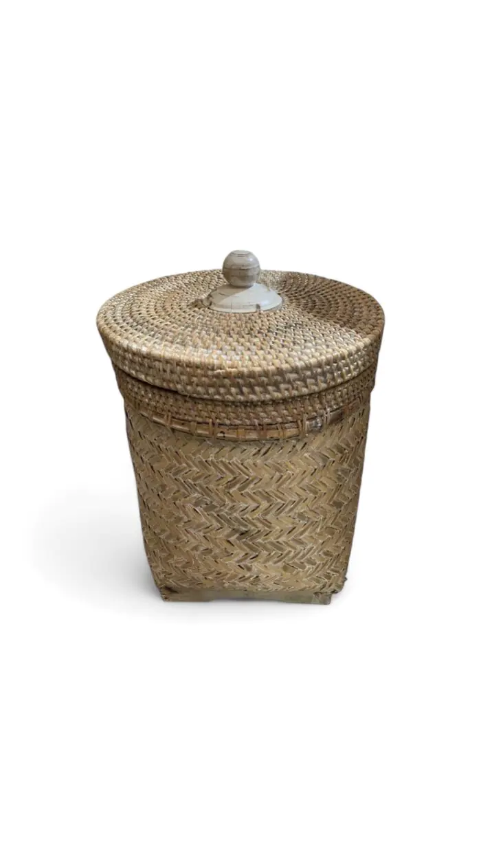 Traditional Rattan Basket White Wash