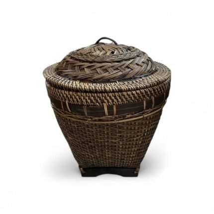 raditional Gembung Bamboo Mix Rattan Basket Black