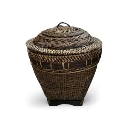 raditional Gembung Bamboo Mix Rattan Basket Black