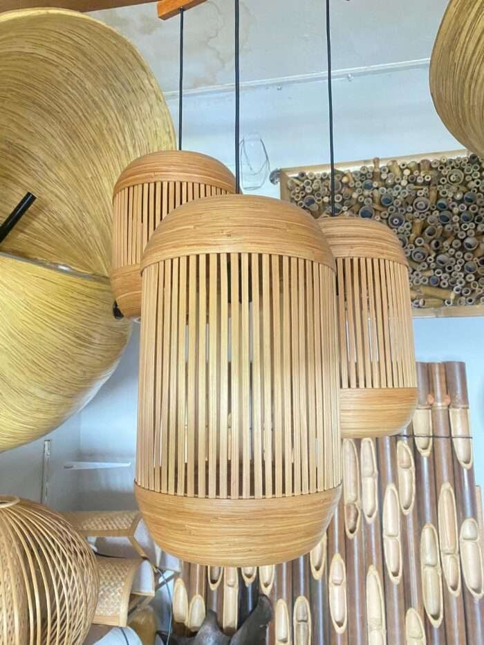 This beautifully crafted bamboo lampshade from Bali combines natural bamboo with bamboo fibers for a unique, smooth texture and warm, organic feel. Lightweight and durable, it’s perfect for eco-friendly spaces, adding soft, cozy lighting to any decor. Ideal for homes, cafes, and nature-inspired settings.