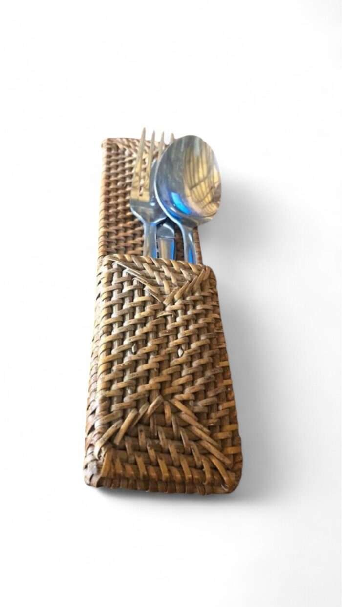 Woven Rattan Cutlery Holder