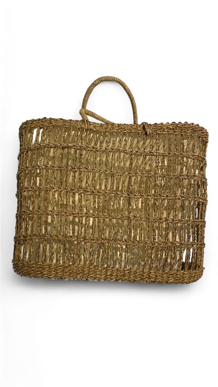 Handwoven from <em>mendong</em>, a natural Indonesian grass, these eco-friendly bags combine durability, style, and functionality. With a spacious design and sturdy handles, they’re perfect for everyday use while supporting sustainable craftsmanship. Size L : 50 X 35 X 18 Size M : 45 X 30 X 13 Size S : 40 X 25 X 8